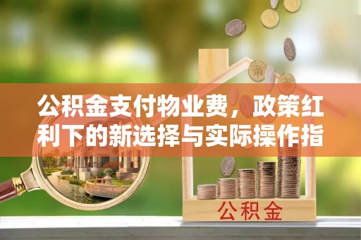 江门公积金支付物业费，政策红利下的新选择与实际操作指南